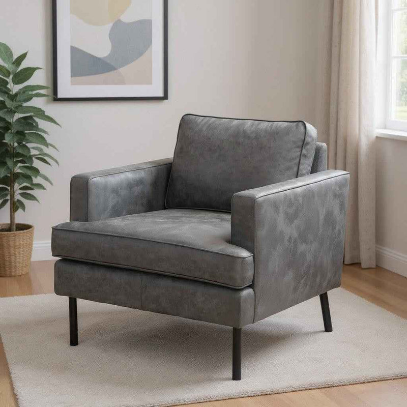 33" Gray Upholstered Arm Chair