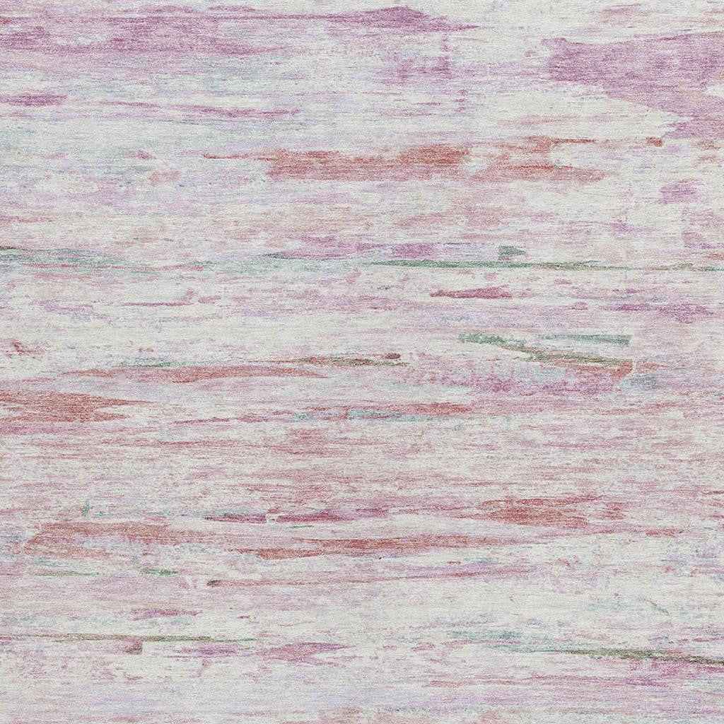 9' X 12' Blush And Ivory Abstract Washable Indoor Outdoor Area Rug