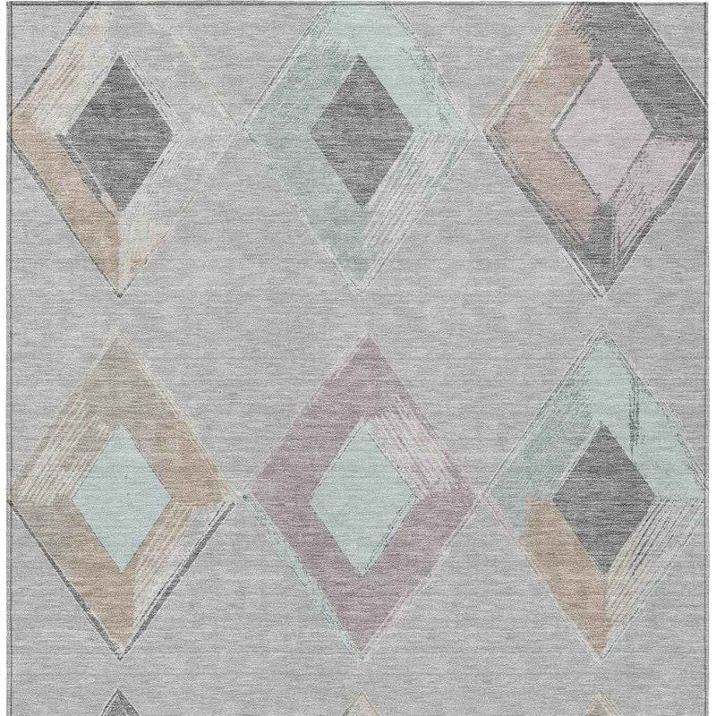 8' X 10' Gray Beige And Taupe Geometric Washable Indoor Outdoor Area Rug