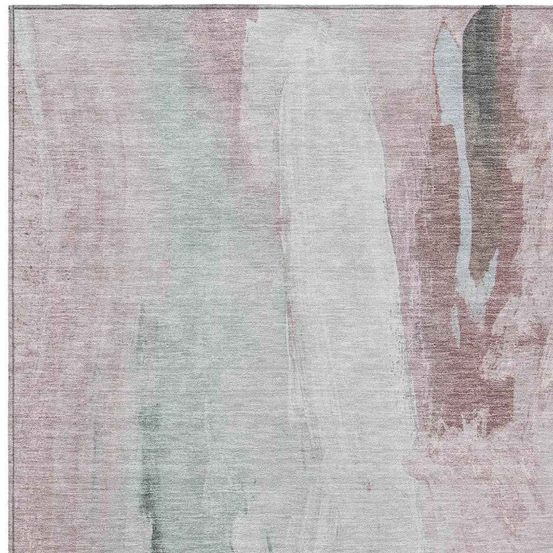 9' X 12' Blush And Gray Abstract Washable Indoor Outdoor Area Rug
