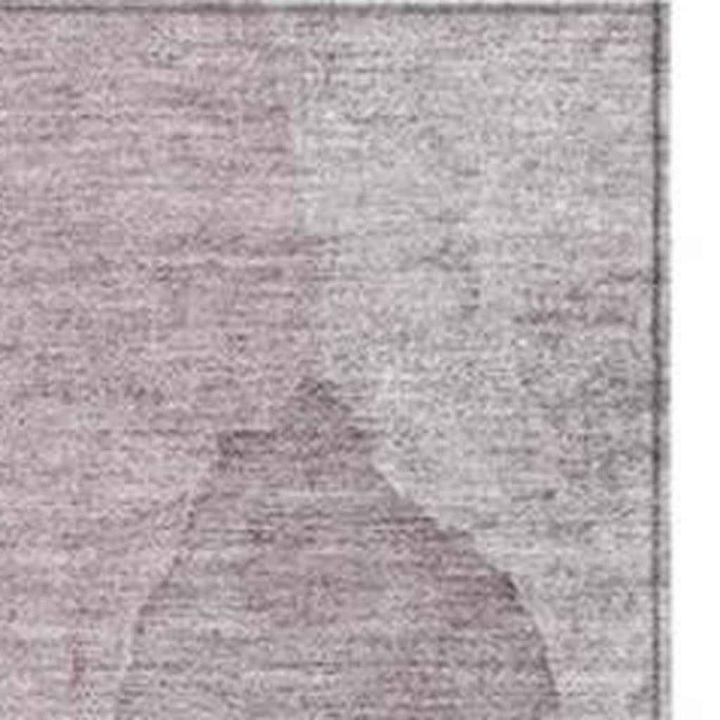 9' X 12' Blush And Gray Abstract Washable Indoor Outdoor Area Rug