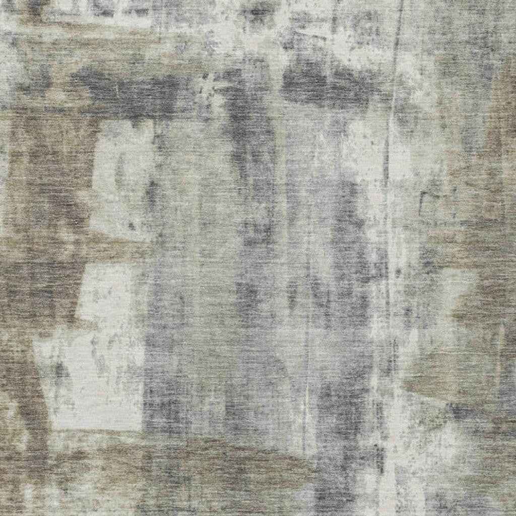 8' X 10' Beige And Ivory Abstract Washable Indoor Outdoor Area Rug