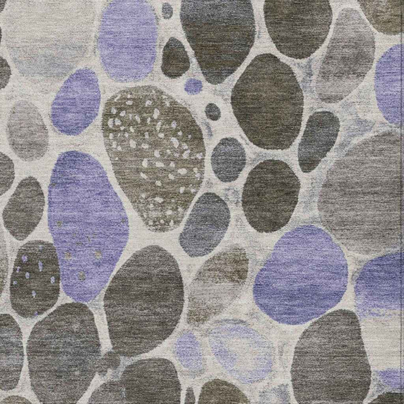 8' X 10' Chocolate Ivory And Purple Geometric Washable Indoor Outdoor Area Rug