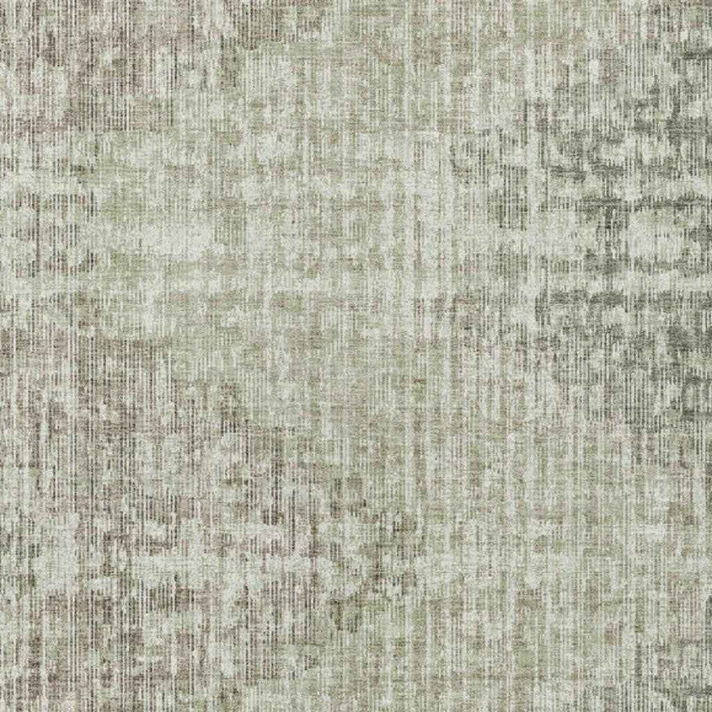 10' X 14' Fern Green And Ivory Geometric Washable Indoor Outdoor Area Rug