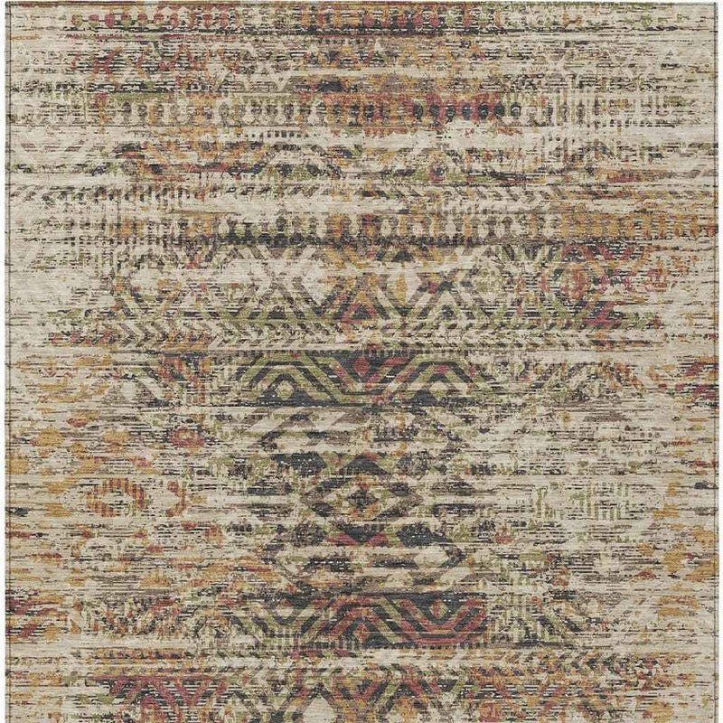 5' X 8' Beige And Fern Green Moroccan Washable Indoor Outdoor Area Rug