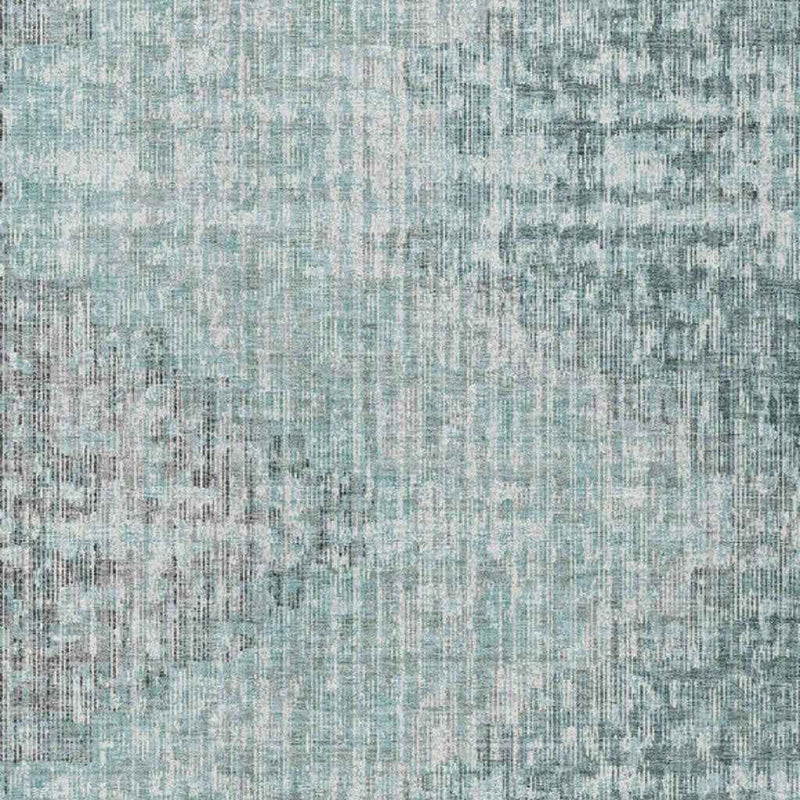 9' X 12' Teal Blue And Ivory Geometric Washable Indoor Outdoor Area Rug