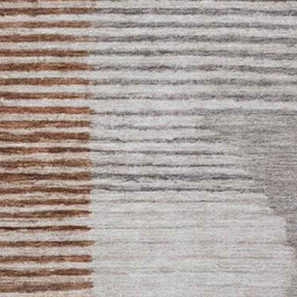 10' X 14' Taupe And Rust Geometric Washable Indoor Outdoor Area Rug