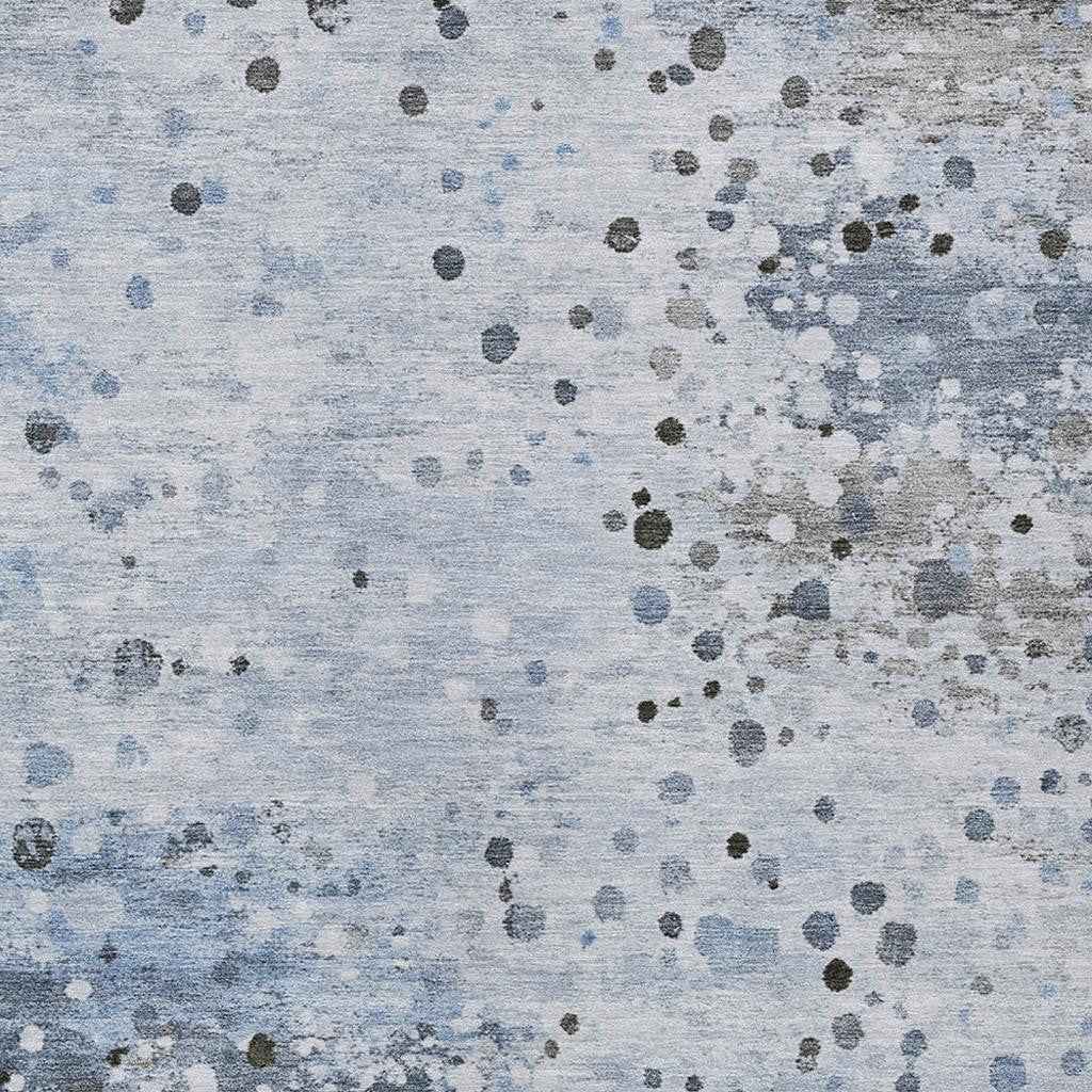 5' X 8' Sky Blue And Gray Abstract Washable Indoor Outdoor Area Rug