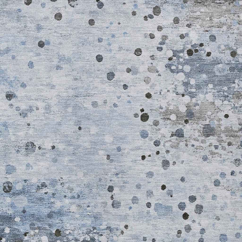 5' X 8' Sky Blue And Gray Abstract Washable Indoor Outdoor Area Rug