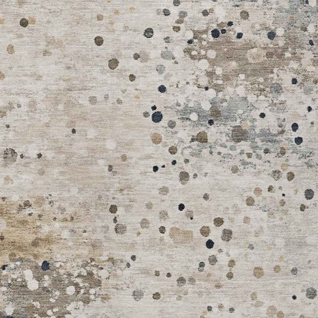 5' X 8' Ivory And Taupe Abstract Washable Indoor Outdoor Area Rug