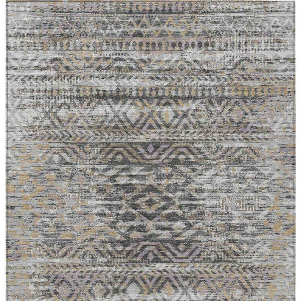 9' X 12' Gray And Beige Moroccan Washable Indoor Outdoor Area Rug