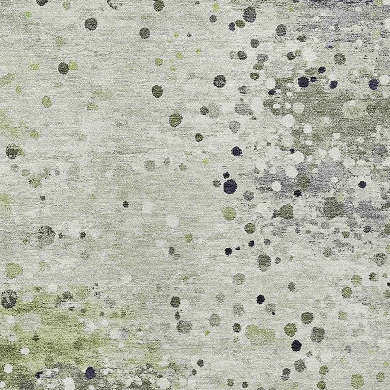 10' X 14' Artichoke Green And Purple Abstract Washable Indoor Outdoor Area Rug