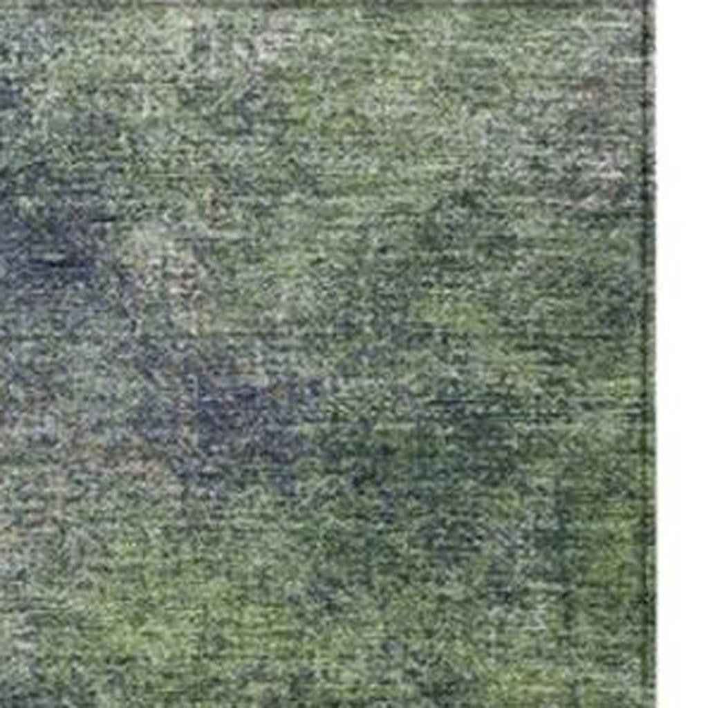 3' X 5' Fern Green And Copper Abstract Washable Indoor Outdoor Area Rug