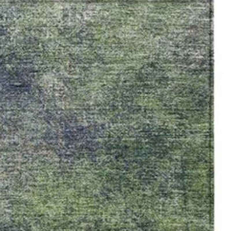 3' X 5' Fern Green And Copper Abstract Washable Indoor Outdoor Area Rug