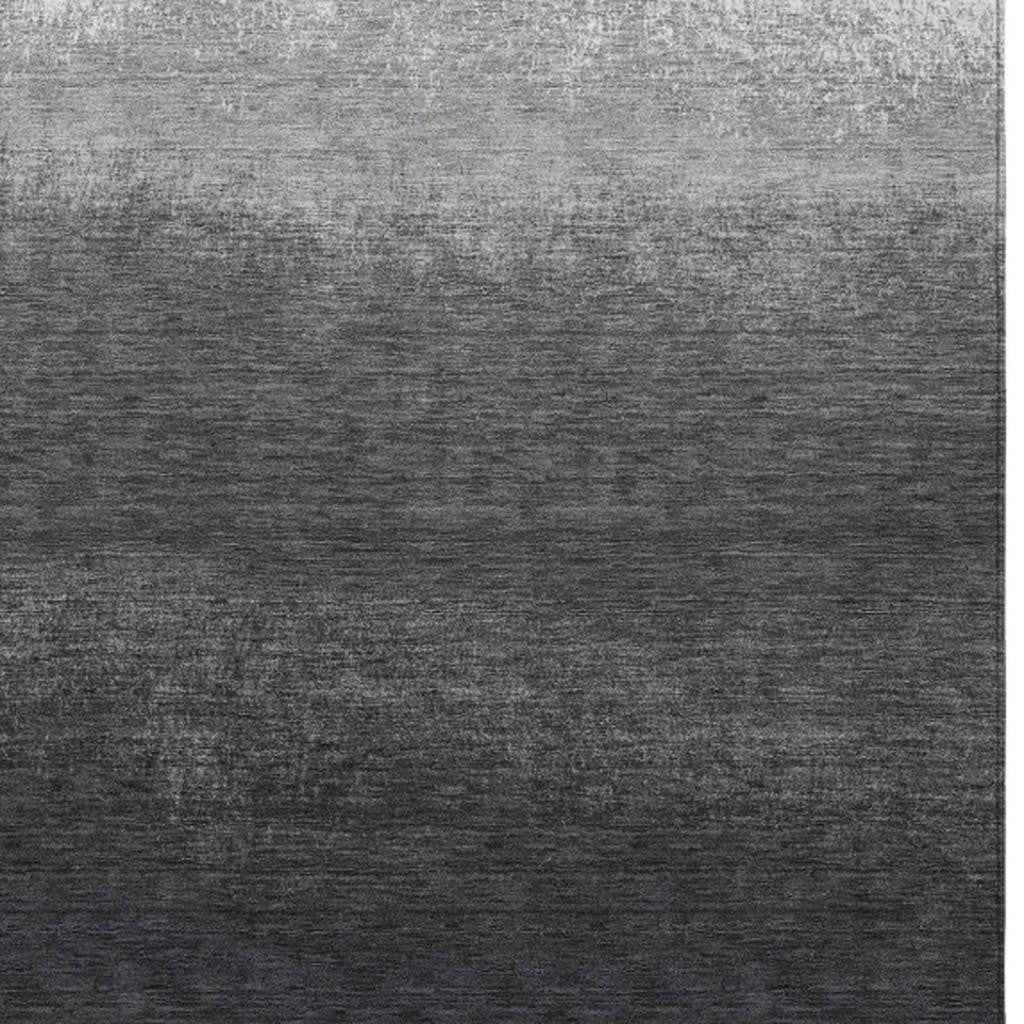 8' X 10' Gray And Silver Ombre Washable Indoor Outdoor Area Rug