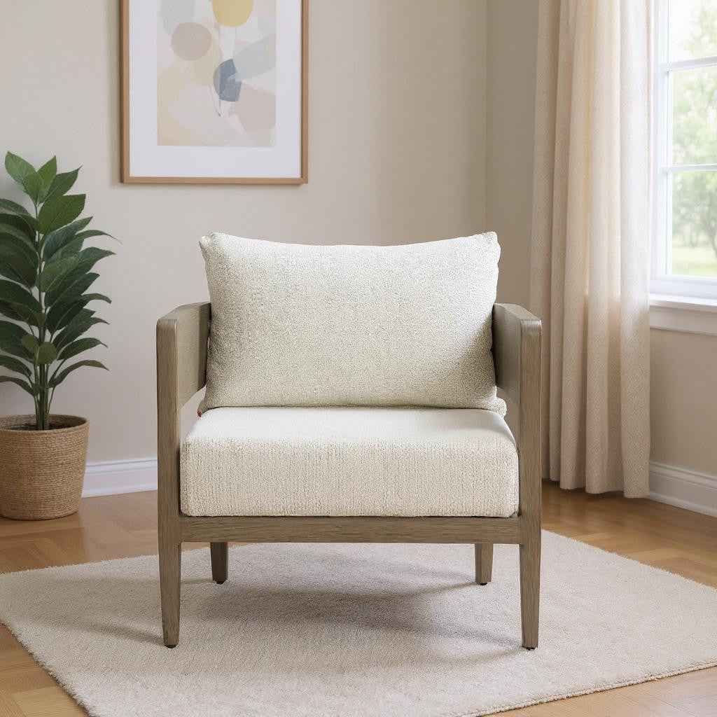 28" Beige Upholstered Arm Chair
