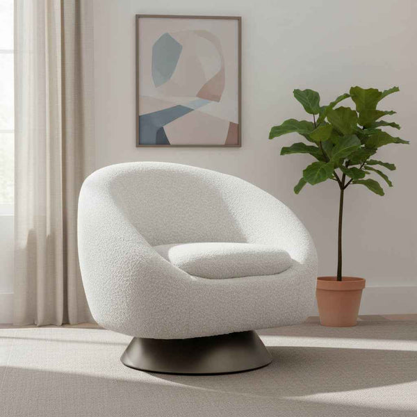 37" Gray Upholstered Swivel Arm Chair