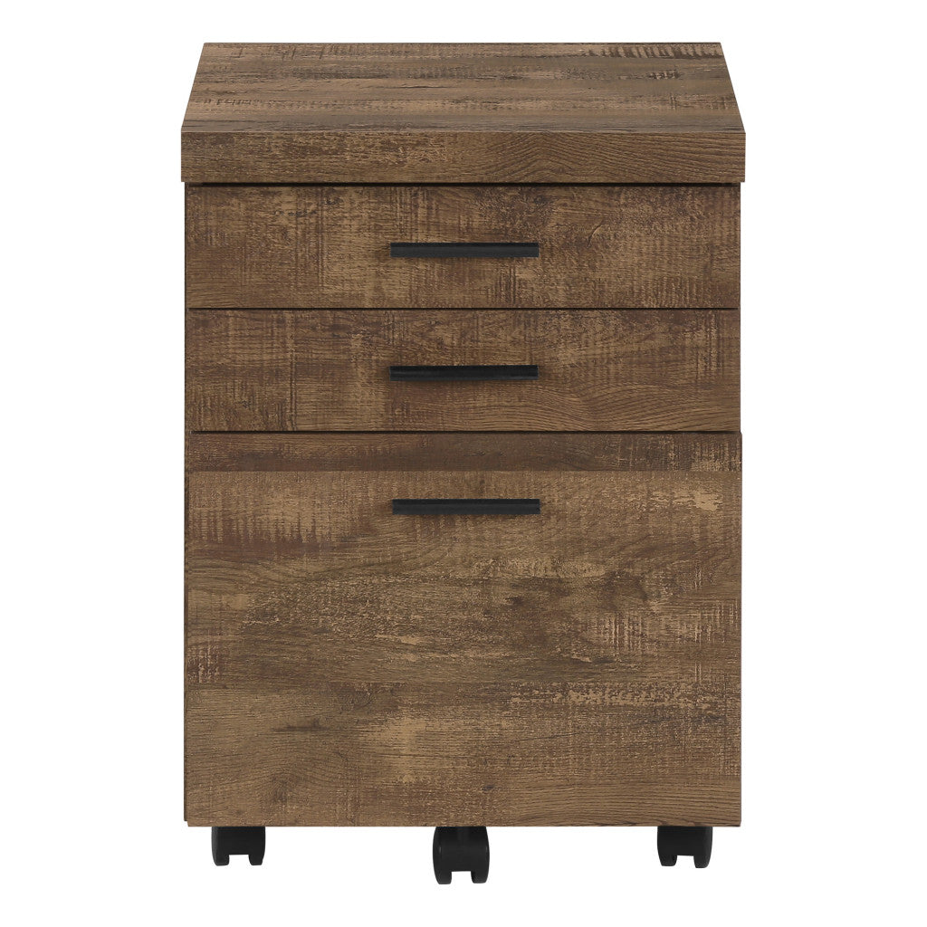 25" Brown Particle Board and Wood Filing Cabinet With Drawers - Office Supplies