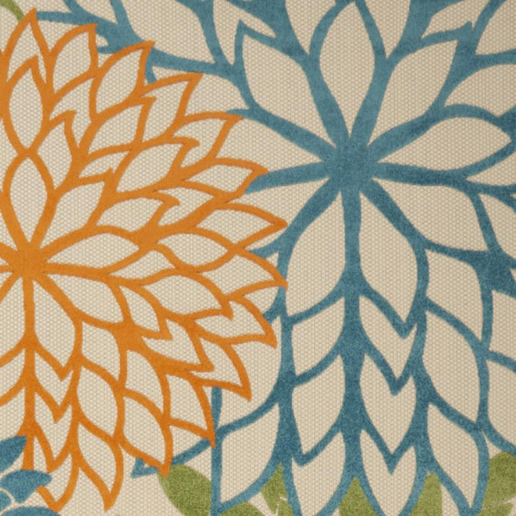 7' X 10' Ivory And Blue Floral Indoor Outdoor Area Rug - Outdoor