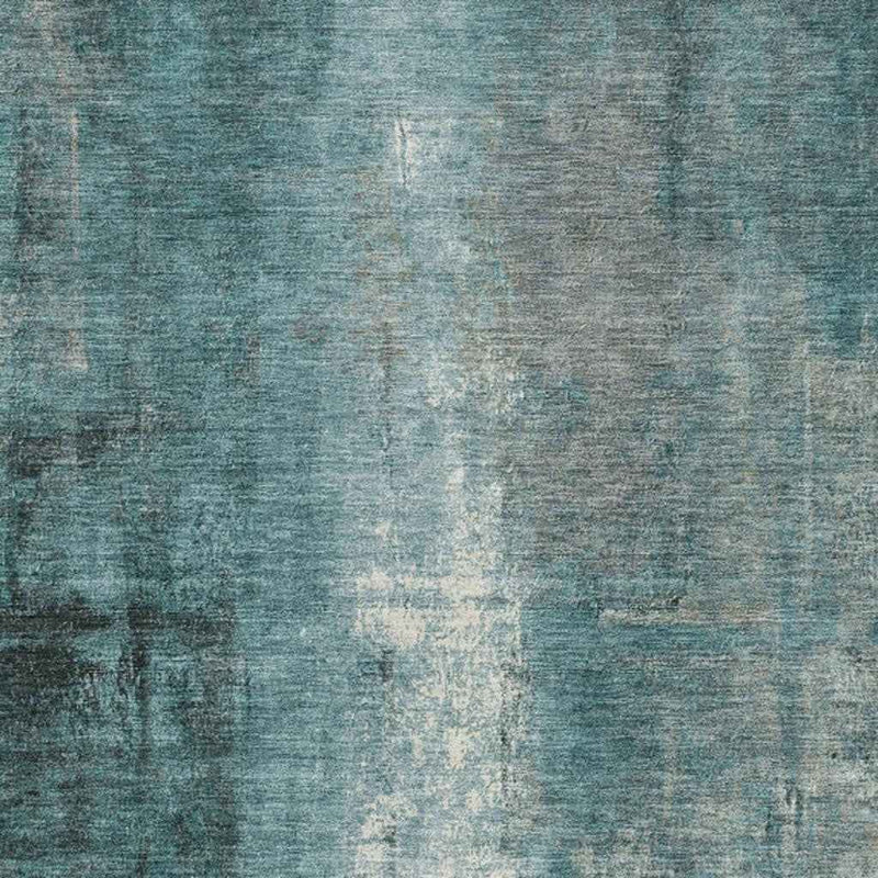 8' X 10' Teal Blue And Ivory Abstract Washable Indoor Outdoor Area Rug