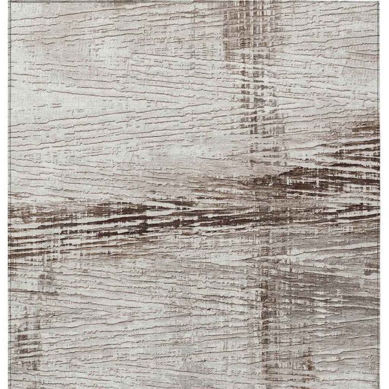 10' X 14' Taupe And Ivory Striped Washable Indoor Outdoor Area Rug