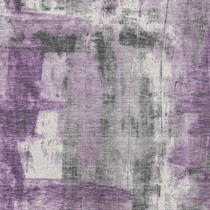 8' X 10' Purple And Ivory Abstract Washable Indoor Outdoor Area Rug