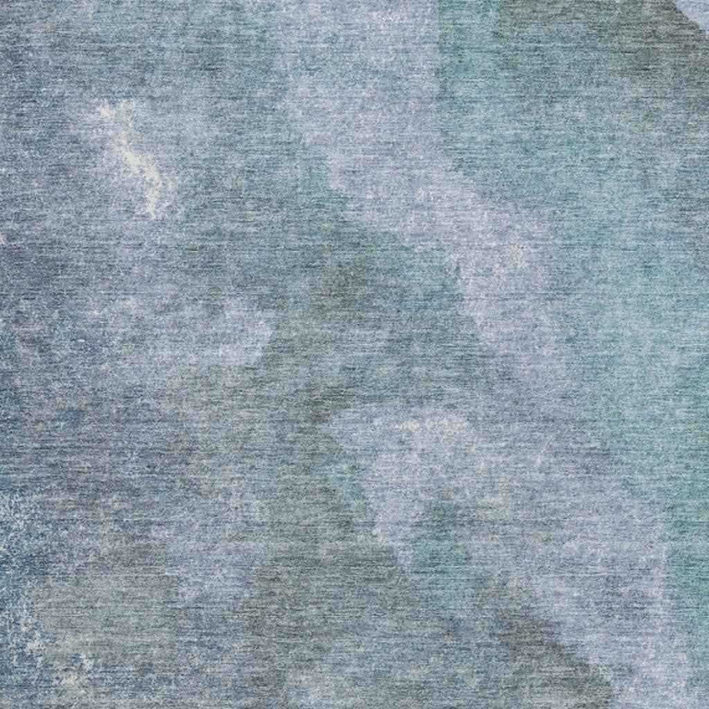 3' X 5' Blue And Gray Abstract Washable Indoor Outdoor Area Rug