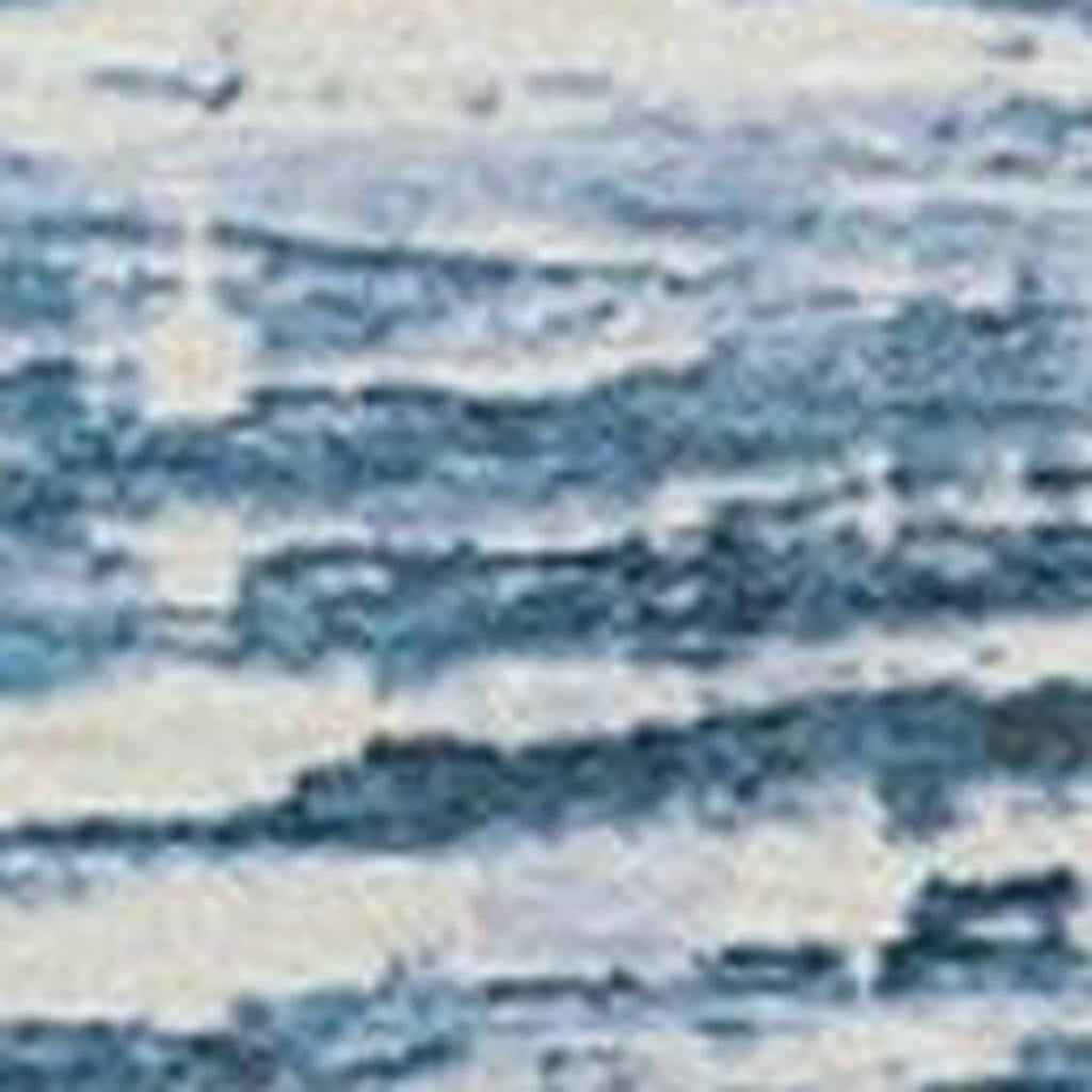 5' X 8' Sky Blue And Ivory Striped Washable Indoor Outdoor Area Rug