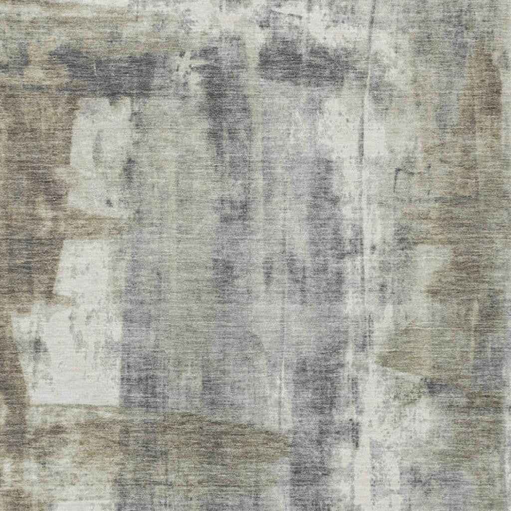 5' X 8' Beige And Ivory Abstract Washable Indoor Outdoor Area Rug