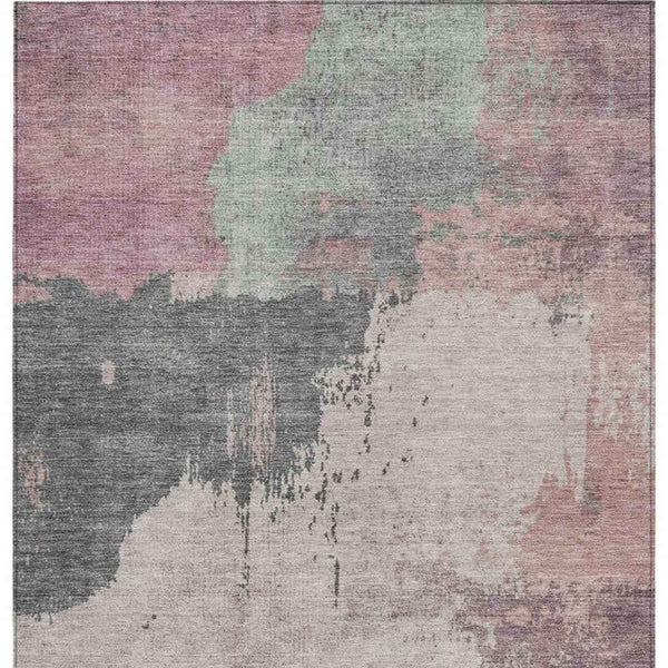 10' X 14' Blush Sage And Charcoal Abstract Washable Indoor Outdoor Area Rug