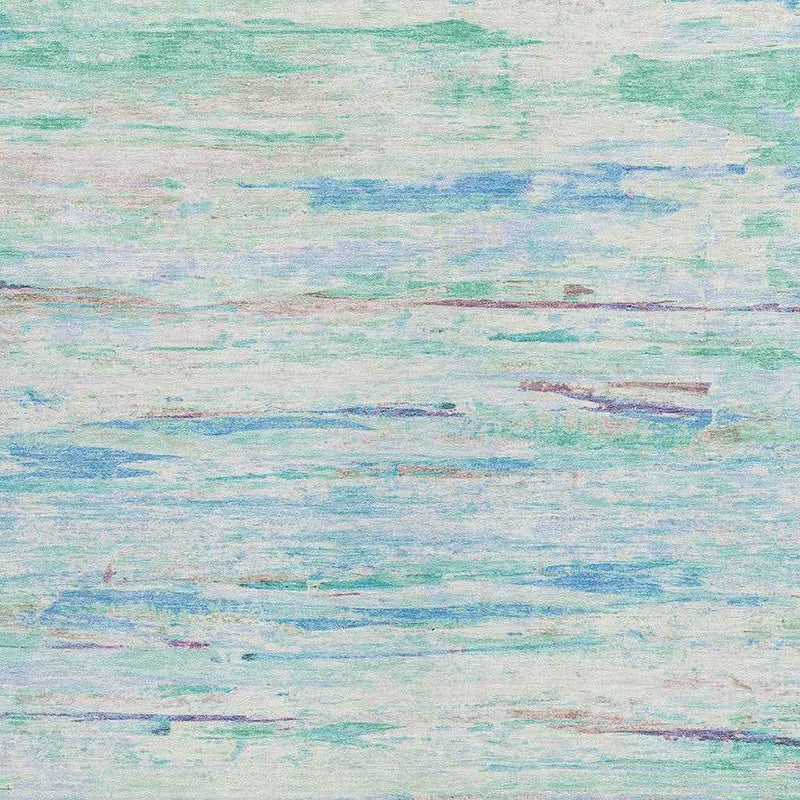 3' X 5' Teal Blue And Ivory Abstract Washable Indoor Outdoor Area Rug