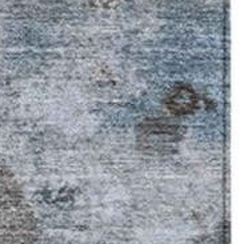 9' X 12' Sky Blue And Brown Abstract Washable Indoor Outdoor Area Rug