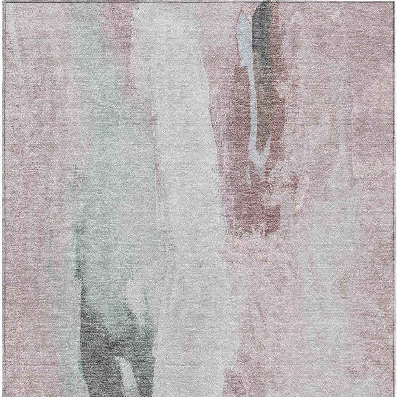 3' X 5' Blush And Gray Abstract Washable Indoor Outdoor Area Rug