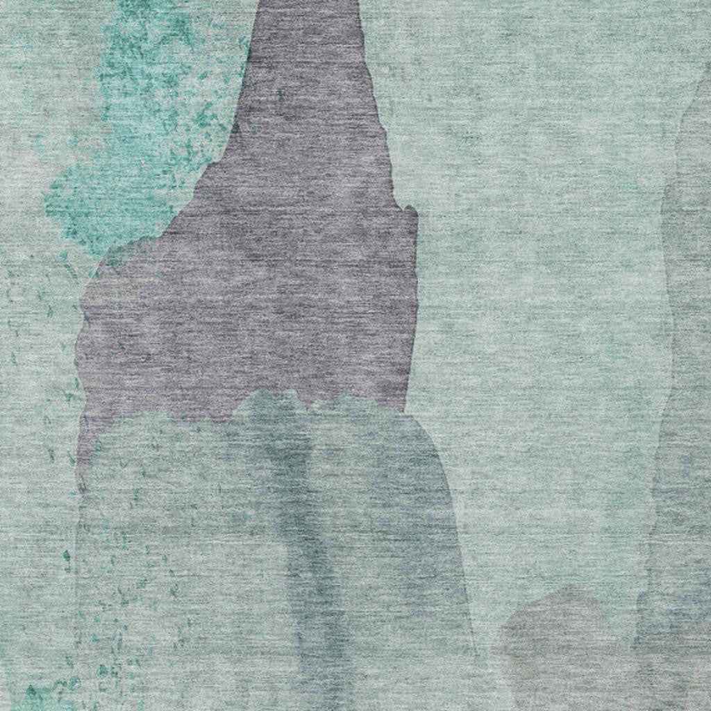 8' X 10' Teal Blue And Aqua Abstract Washable Indoor Outdoor Area Rug