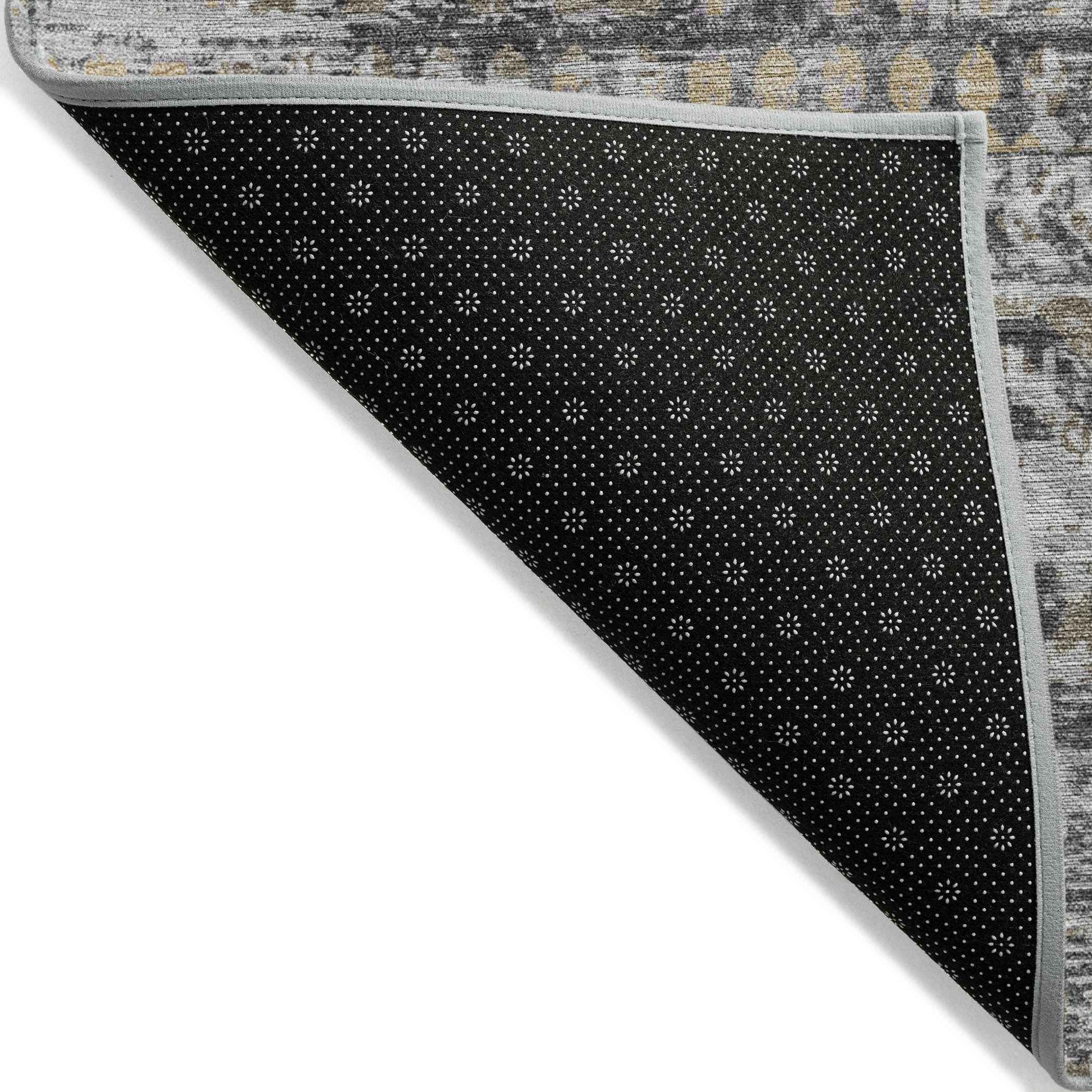 8' Gray And Beige Round Moroccan Washable Indoor Outdoor Area Rug