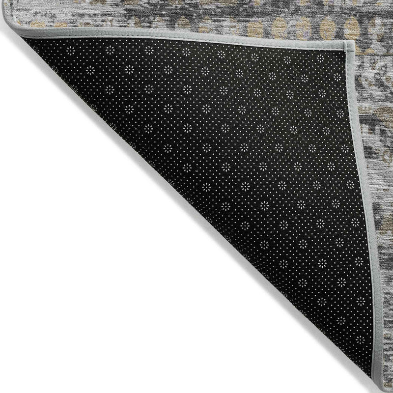 8' Gray And Beige Round Moroccan Washable Indoor Outdoor Area Rug