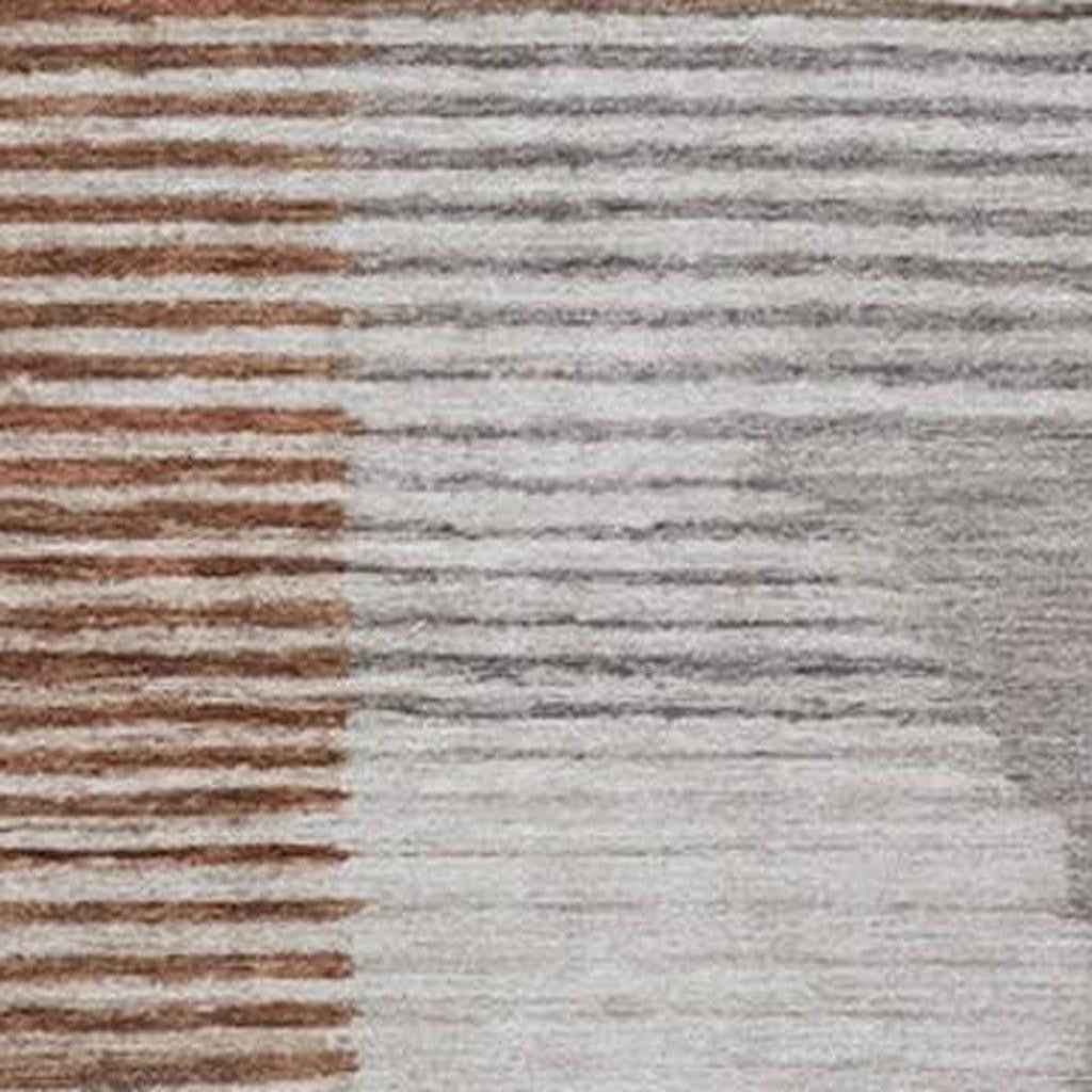 3' X 5' Taupe And Rust Geometric Washable Indoor Outdoor Area Rug