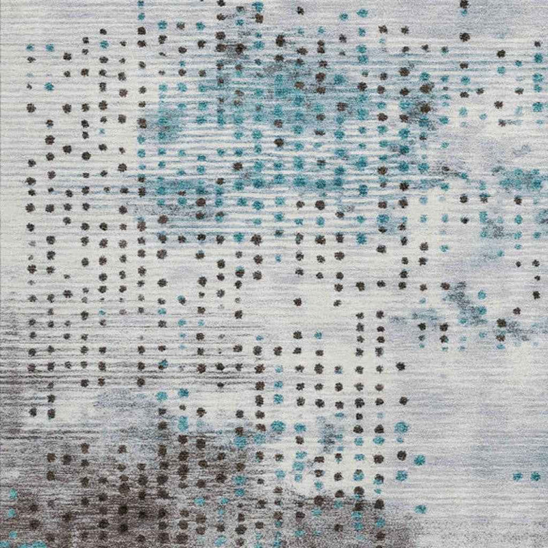 8' X 10' Teal Blue And Brown Geometric Washable Indoor Outdoor Area Rug