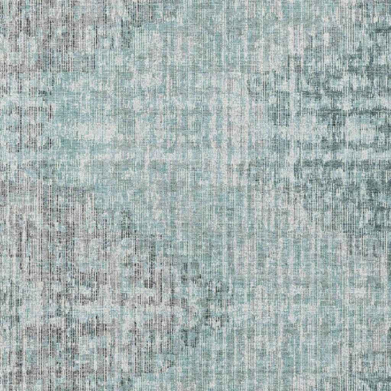 3' X 5' Teal Blue And Ivory Geometric Washable Indoor Outdoor Area Rug