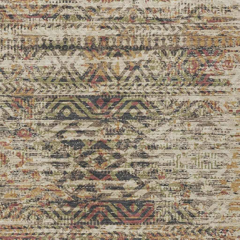 9' X 12' Beige And Fern Green Moroccan Washable Indoor Outdoor Area Rug