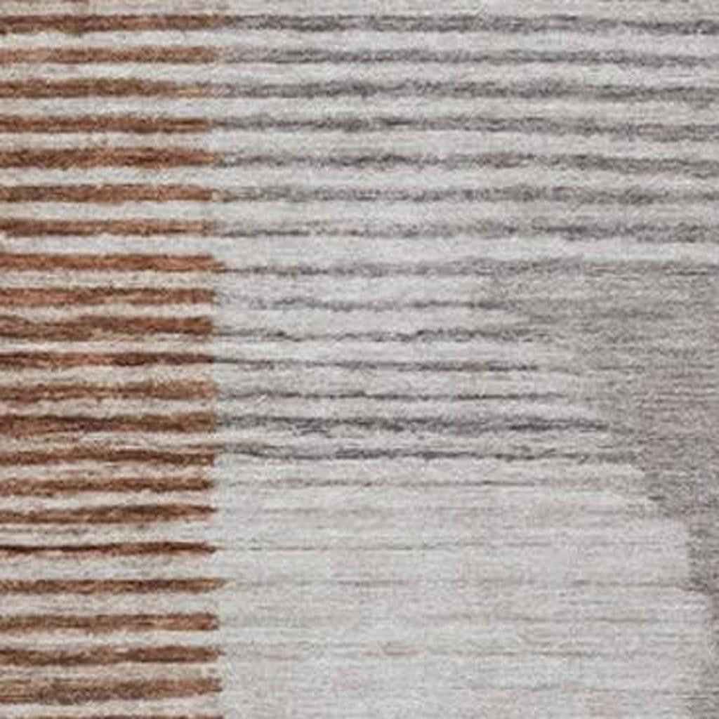 5' X 8' Taupe And Rust Geometric Washable Indoor Outdoor Area Rug