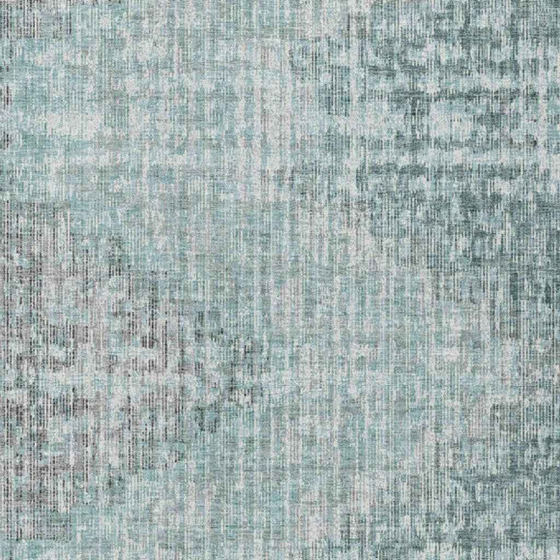 10' X 14' Teal Blue And Ivory Geometric Washable Indoor Outdoor Area Rug