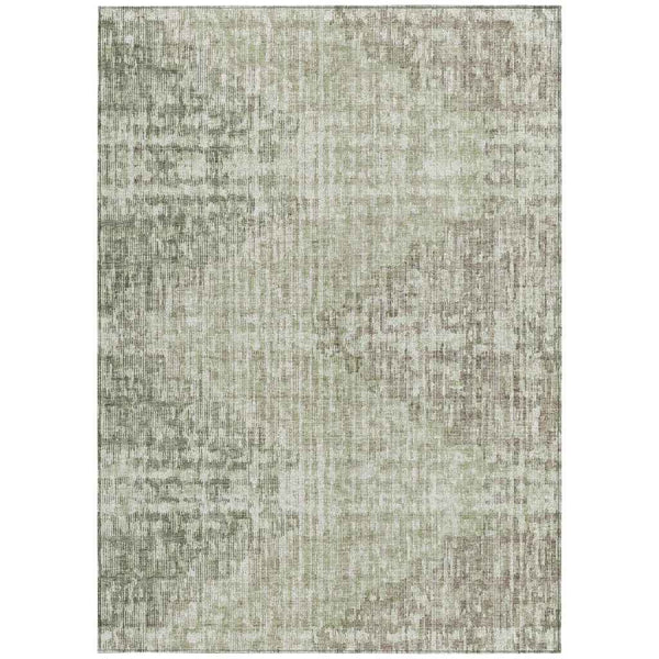 5' X 8' Fern Green And Ivory Geometric Washable Indoor Outdoor Area Rug