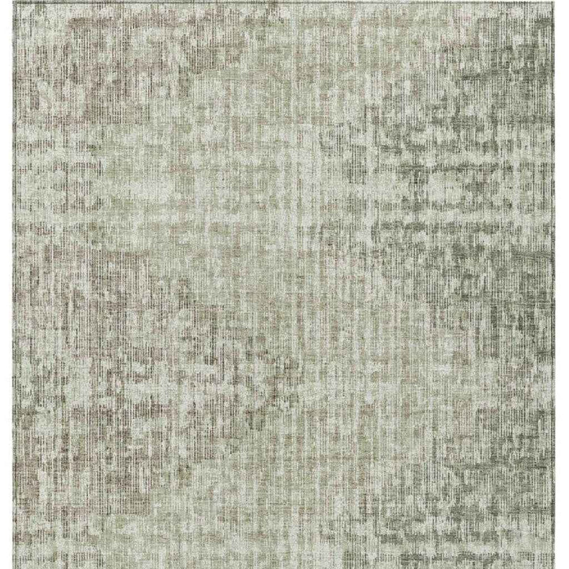 5' X 8' Fern Green And Ivory Geometric Washable Indoor Outdoor Area Rug