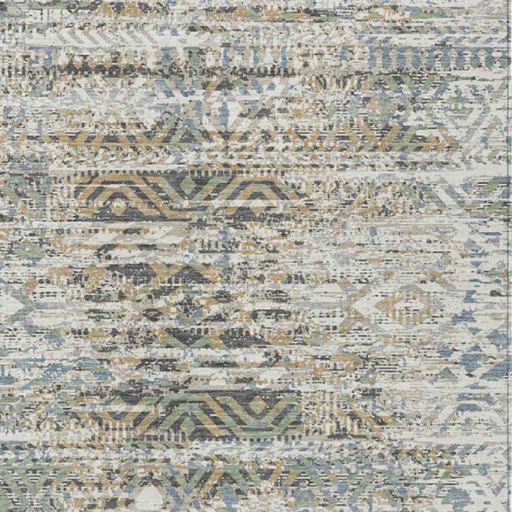 8' X 10' Ivory And Beige Moroccan Washable Indoor Outdoor Area Rug