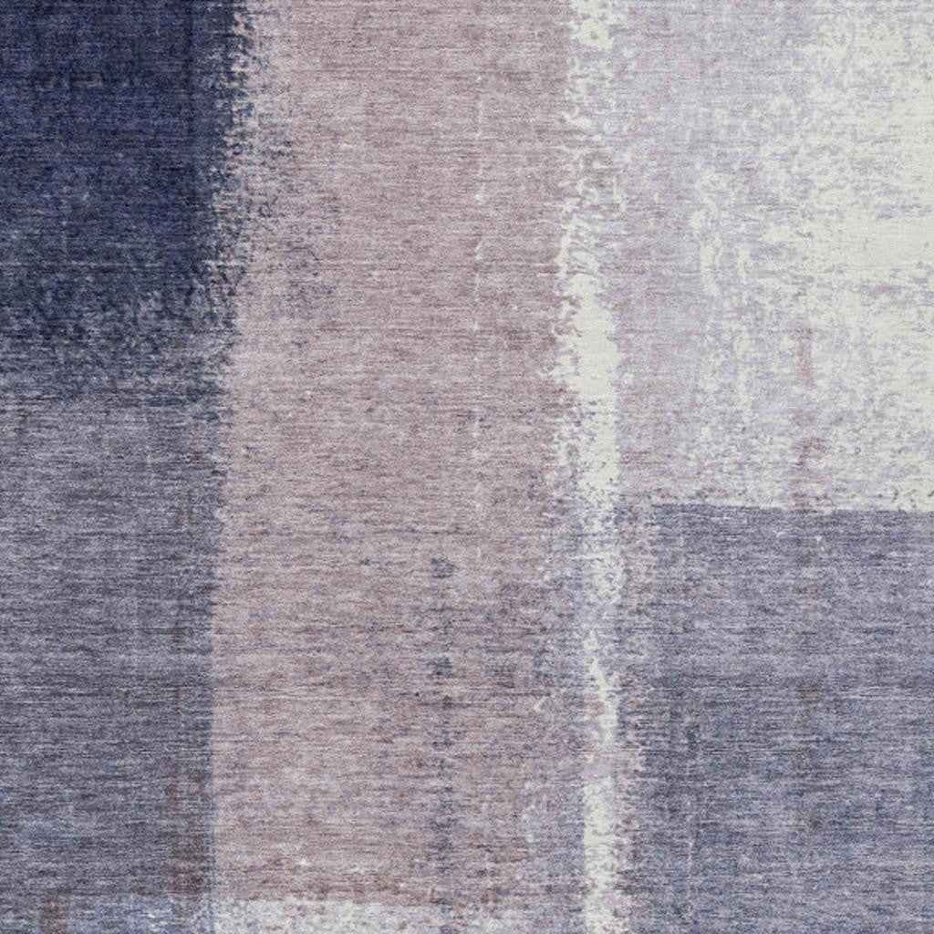 5' X 8' Lavender And Ivory Abstract Washable Indoor Outdoor Area Rug