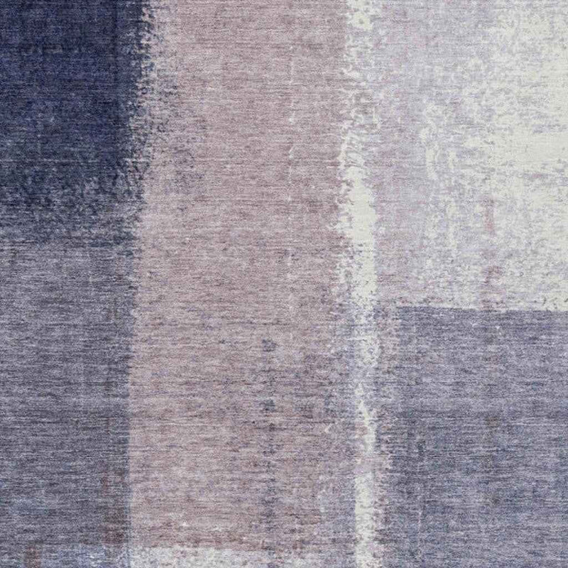 5' X 8' Lavender And Ivory Abstract Washable Indoor Outdoor Area Rug