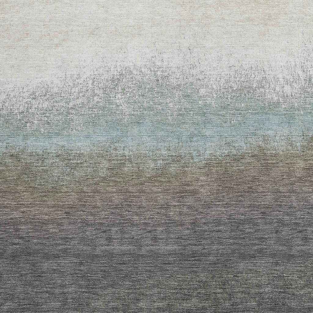 9' X 12' Brown And Beige Ombre Washable Indoor Outdoor Area Rug