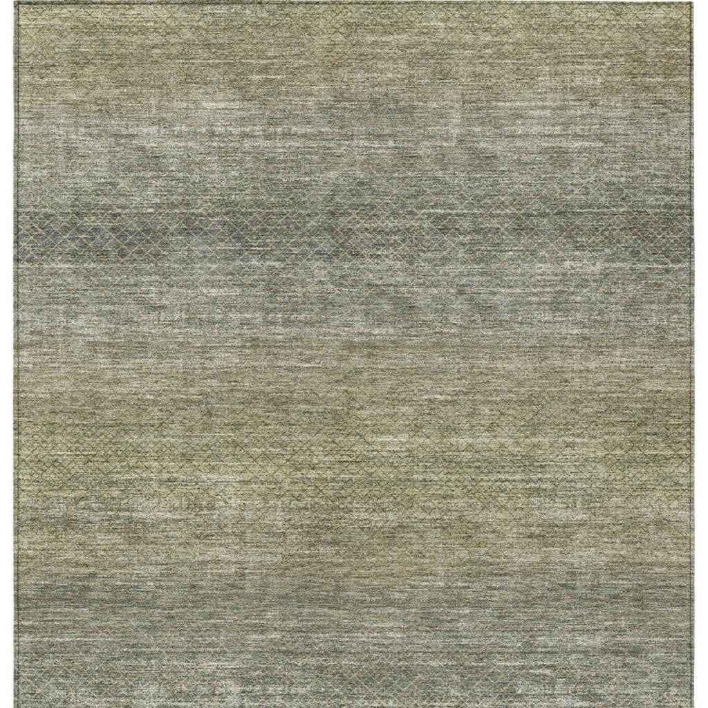 10' X 14' Fern Green And Gray Geometric Washable Indoor Outdoor Area Rug