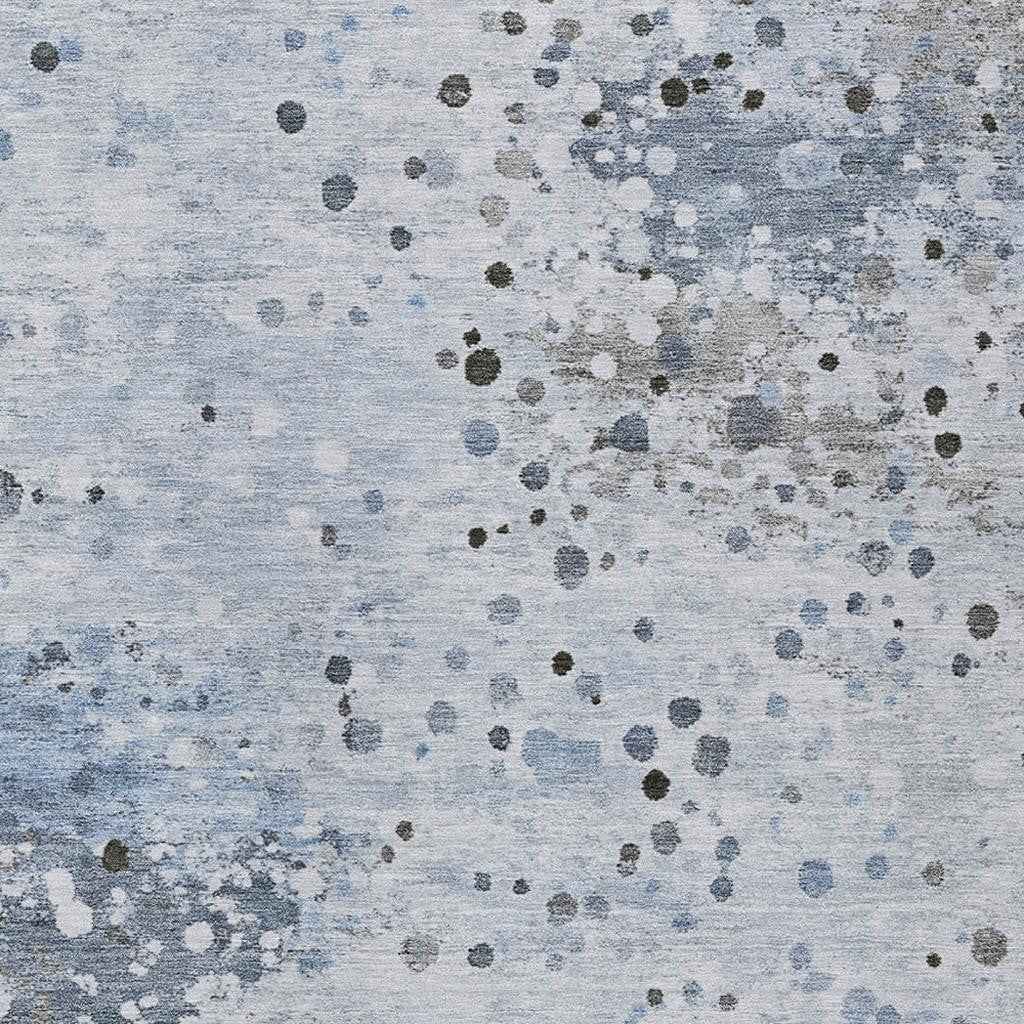 3' X 5' Sky Blue And Gray Abstract Washable Indoor Outdoor Area Rug
